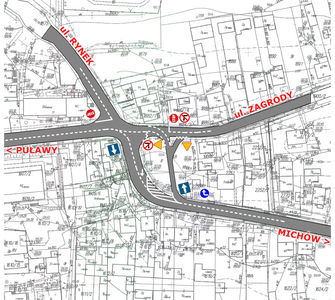 Powiększ grafikę: Wstępny projekt skrzyżowania łezkowego na zbiegu ulic Puławskiej, Zagrody i Michowskiej