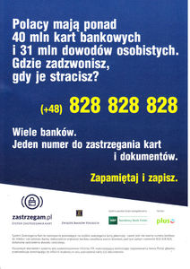 Powiększa grafikę: Plakat informacyjny System Zastrzegania Kart Zastrzegam.pl