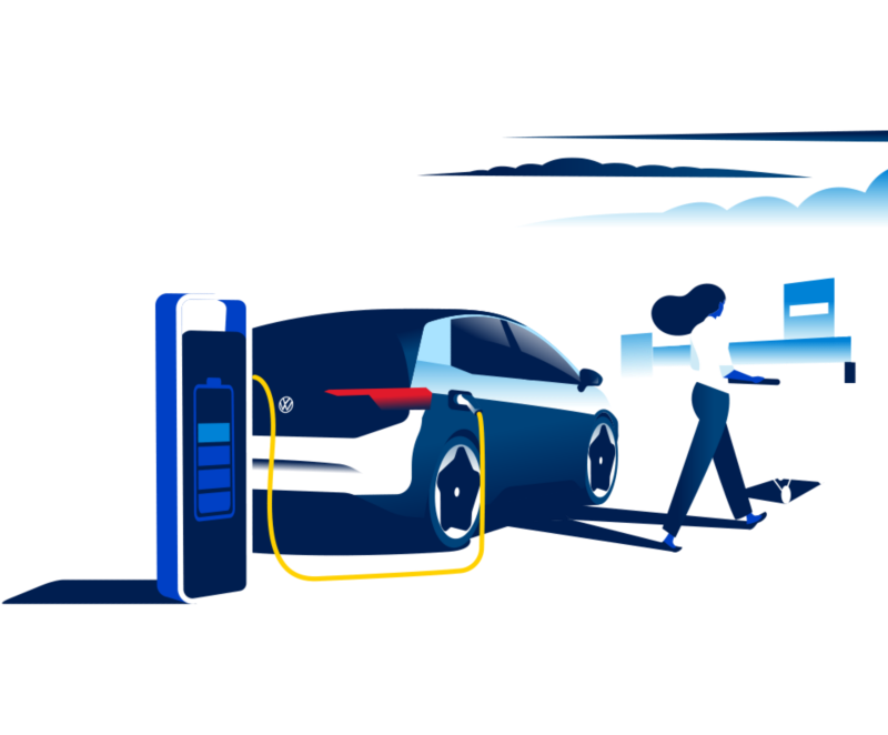 illustration vehicle charging at supermarket 2