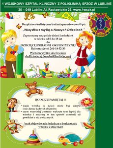 Informacja o badaniach okulistycznych dla dzieci