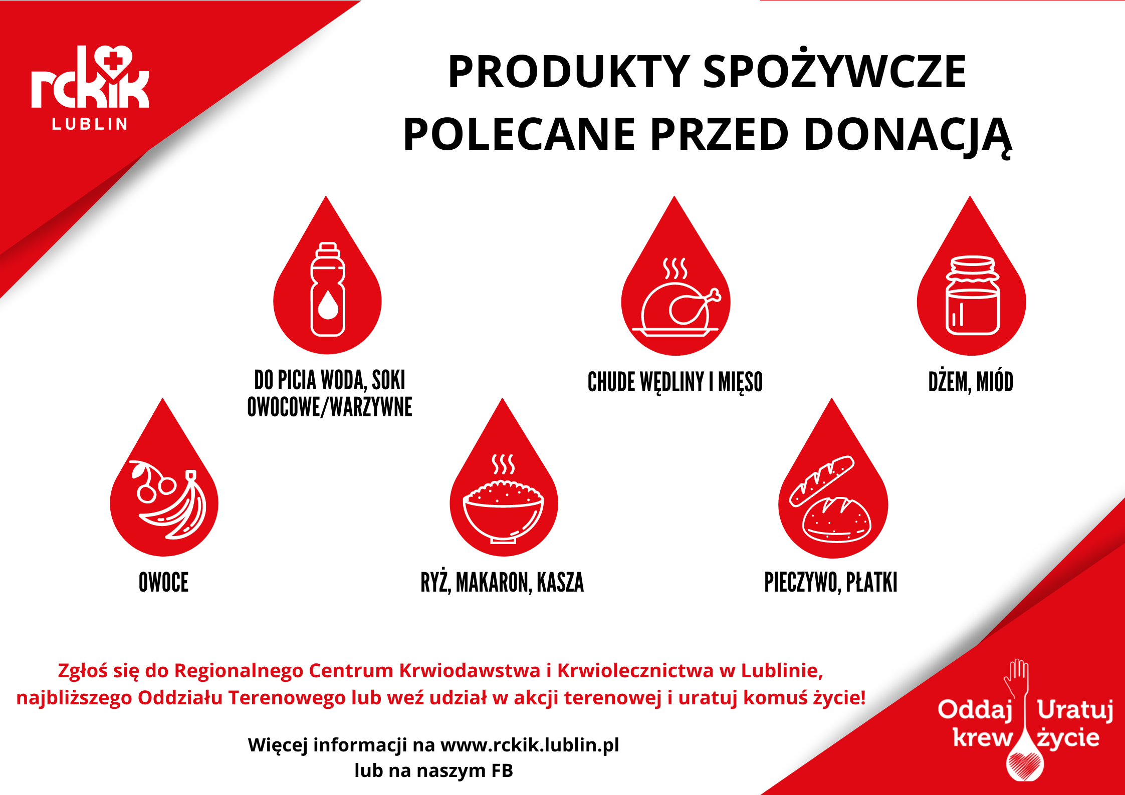 Produkty spożywcze polecane przed donacją