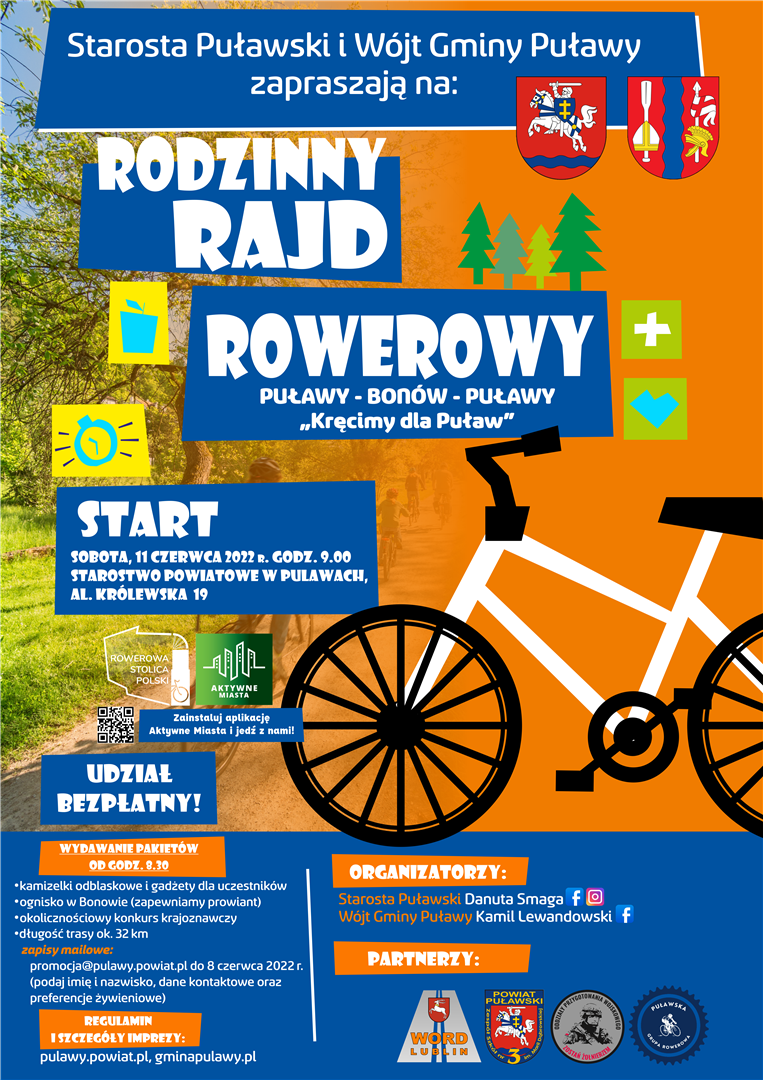 Rodzinny Rajd Rowerowy 11 czerwca 2022 godz. 9:00