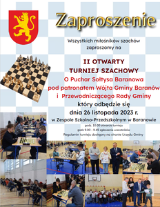 II otwarty turniej szachowy o Puchar Sołtysa Baranowa pod patronatem Wójta Gminy Baranów