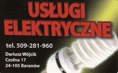 Baner: Usługi elektrycznie Dariusz Wójcik