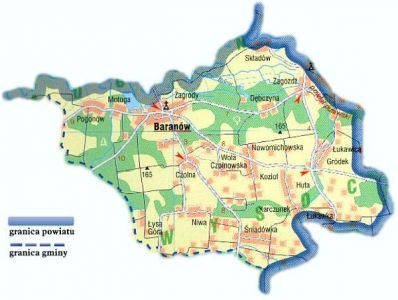 Powiększ grafikę: Mapa gminy Baranów