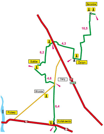 Fragment Szlaku Niepodległościowego z Końskowoli do Baranowa