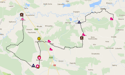 Powiększ grafikę: Mapka czarnego szlaku rowerowego - Zagóźdź-Kośmin